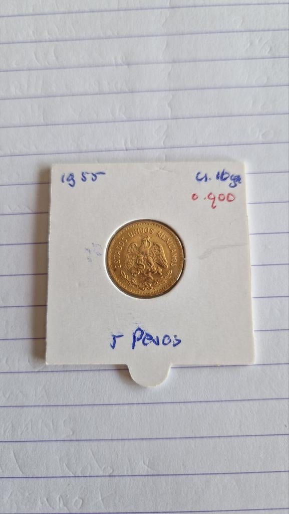 Gouden  5 pesos munt, Ophalen of Verzenden, Noord-Amerika, Goud