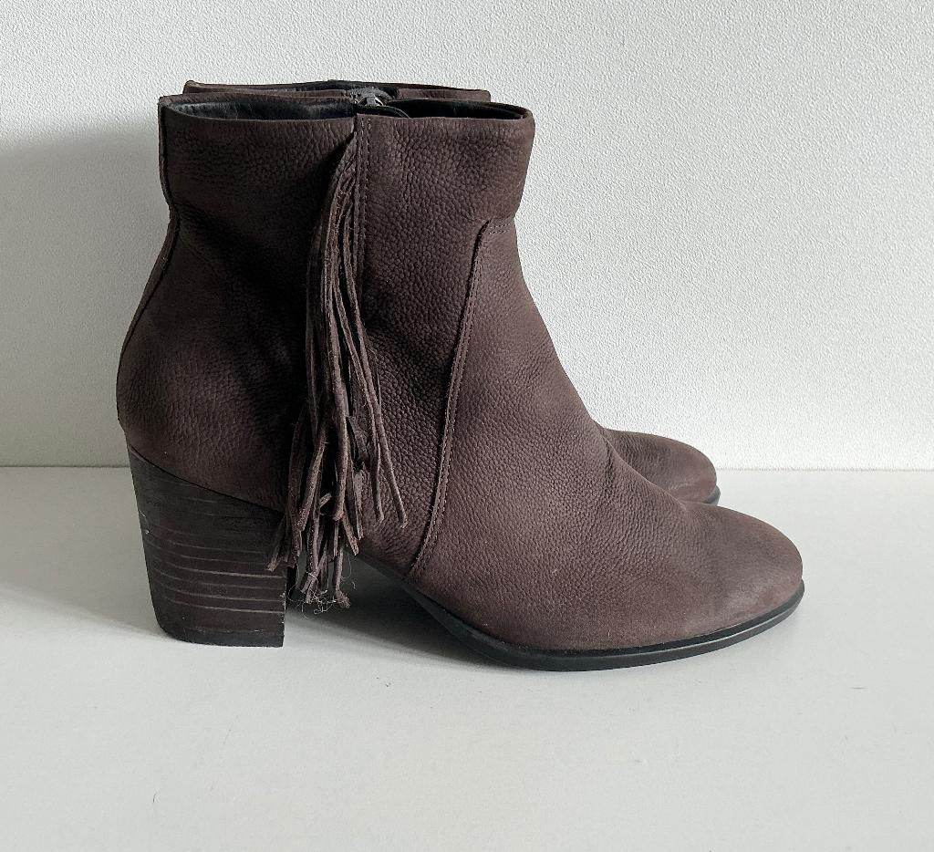 Ecco enkel laarzen leer met franjes maat 38, Ecco, Bruin, Lage of Enkellaarzen, Ophalen of Verzenden