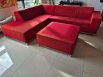 Bank met chaise-longue en hocker, Gebruikt, Modern, strakke vormgeving, Hoekbank, 75 tot 100 cm
