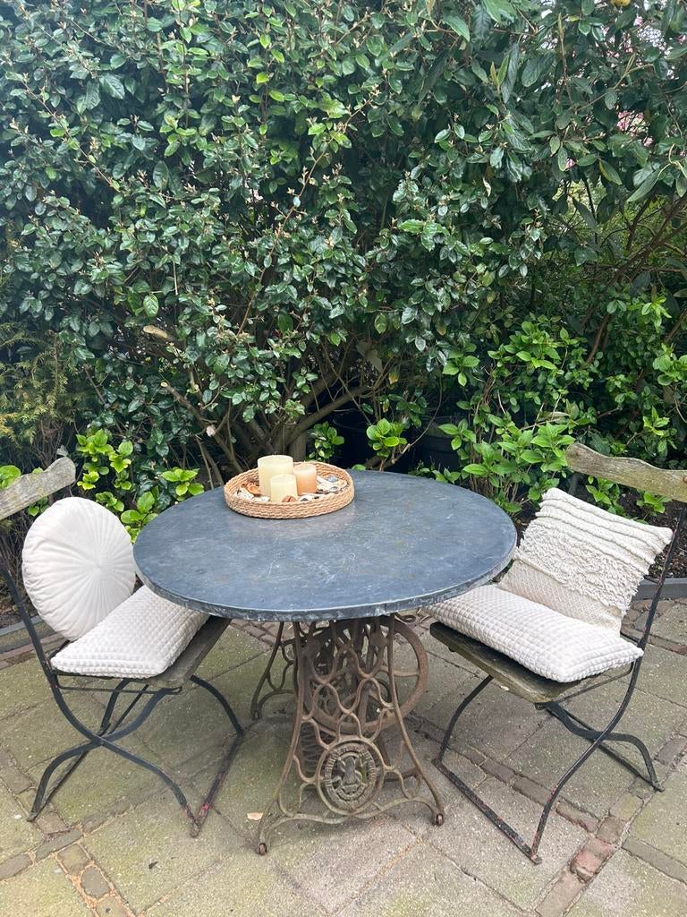 ** oude ** singer tuintafel **, Tuin en Terras, Ophalen of Verzenden, Zo goed als nieuw, Rechthoekig, Metaal