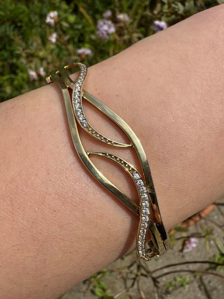 Bangle 925 zilver verguld, Sieraden, Tassen en Uiterlijk, Armbanden, Verzenden, Zo goed als nieuw, Goud, Zilver