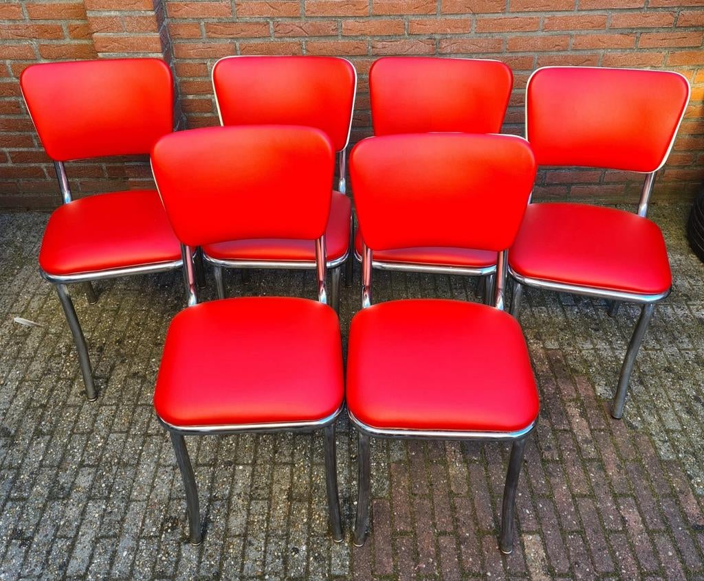 FIFTIES SIXTIES AMERIKAANSE DINER STOELEN BEL AIR TAFEL, Huis en Inrichting, Stoelen, Ophalen, Overige materialen, Vijf, Zes of meer stoelen