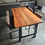 Houten eettafel + 4 stoelen, Ophalen, Gebruikt, Rechthoekig, 50 tot 100 cm