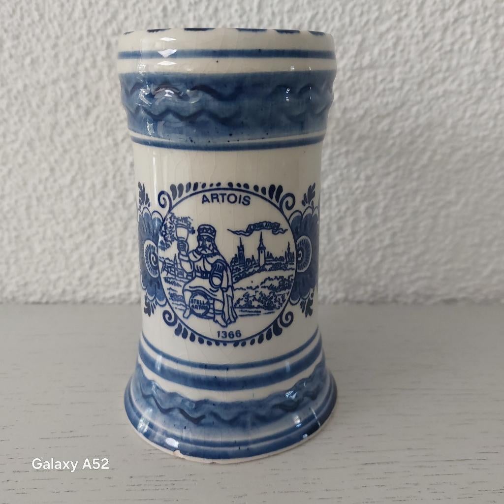 Stella Artois keramieken bierpul Delfts blauw, Ophalen of Verzenden, Zo goed als nieuw, Pul(len), Overige merken