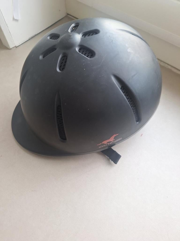 Paardrijhelm maat 48-52, xs-s, red horses zwart, Ophalen, Dressuur, Cap