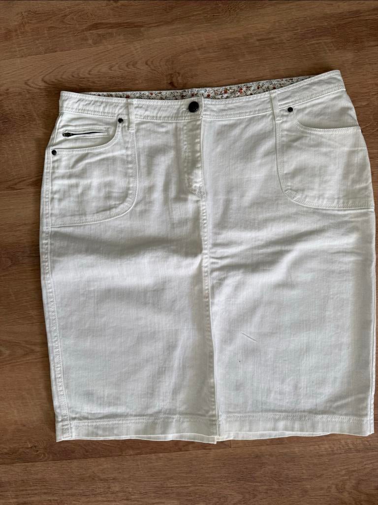 M&S Mode Sportieve Rok Kniehoogte Maat 48 Katoen/Elasthaan, Ophalen of Verzenden, Maat 46/48 (XL) of groter, Wit, Knielengte