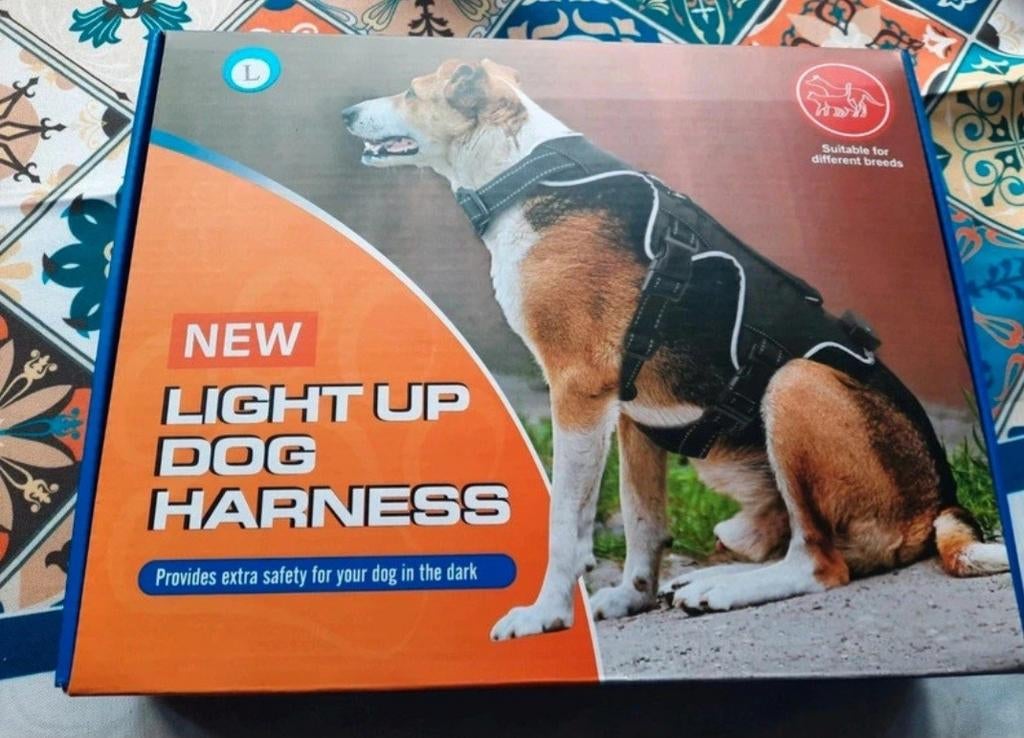 Dog harness light up, blue.Large, Ophalen of Verzenden, Verlicht, Nieuw