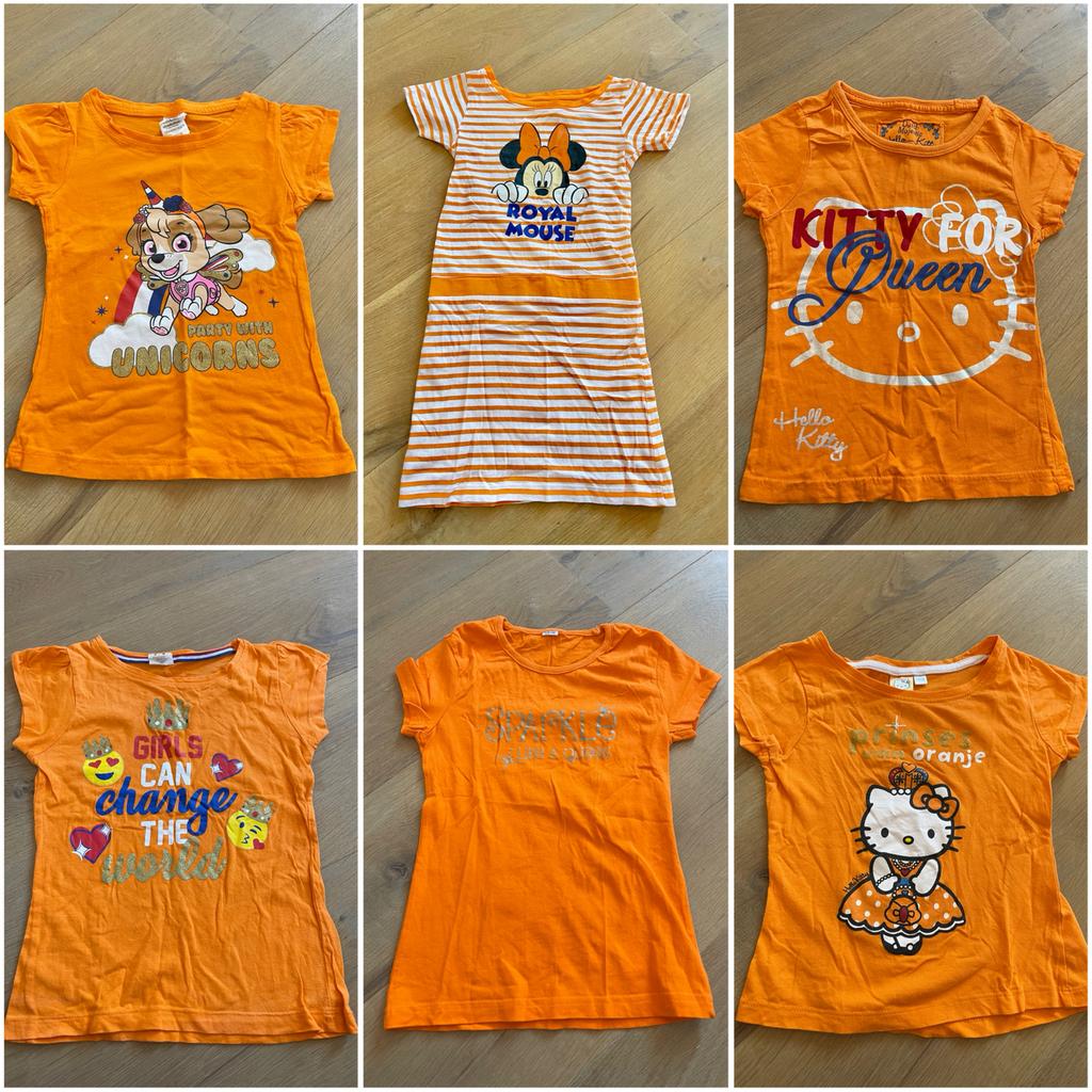🧡 Koningsdag shirtjes meisje maat 104/166/122/128/134 🧡, Ophalen of Verzenden, Zo goed als nieuw, Maat 104