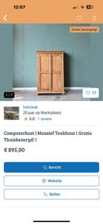 Computer kast teak hout, nog te koop voor 900€, Huis en Inrichting, Kasten | Computermeubels, Ophalen, Zo goed als nieuw, 120 tot 170 cm