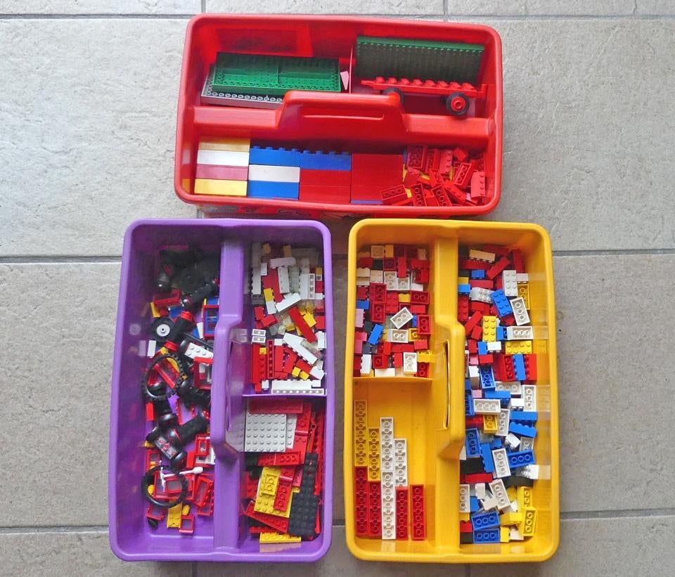 Vintage Lego steentjes divers drie bakken jaren '70, Ophalen, Gebruikt, Losse stenen, Lego
