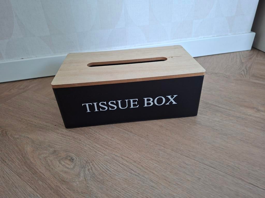Houten tissue box, Hout, Zwart, Ophalen of Verzenden, Zo goed als nieuw