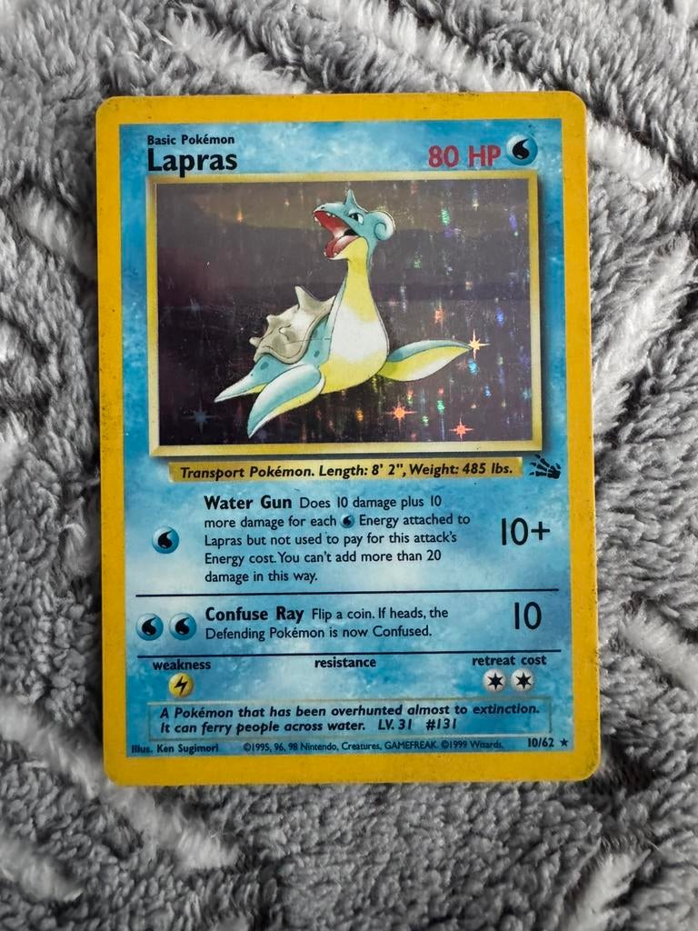 Lapras 10/62 fossil holo pokemon kaart, Ophalen of Verzenden, Zo goed als nieuw