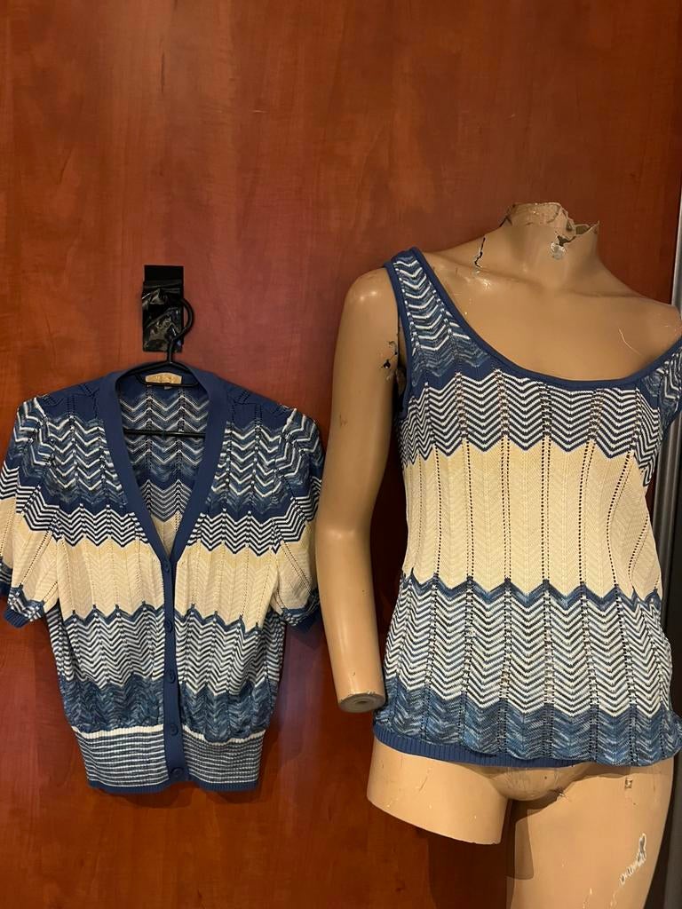 CHICAS twinset maat S origineel zgan, Kleding | Dames, Ophalen of Verzenden, Zo goed als nieuw, Maat 36 (S), Blauw