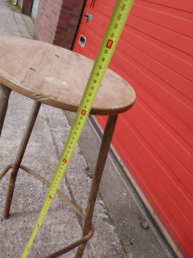 Vintage Industriële Werkplaatskruk - Metaal & Hout, Huis en Inrichting, Ophalen