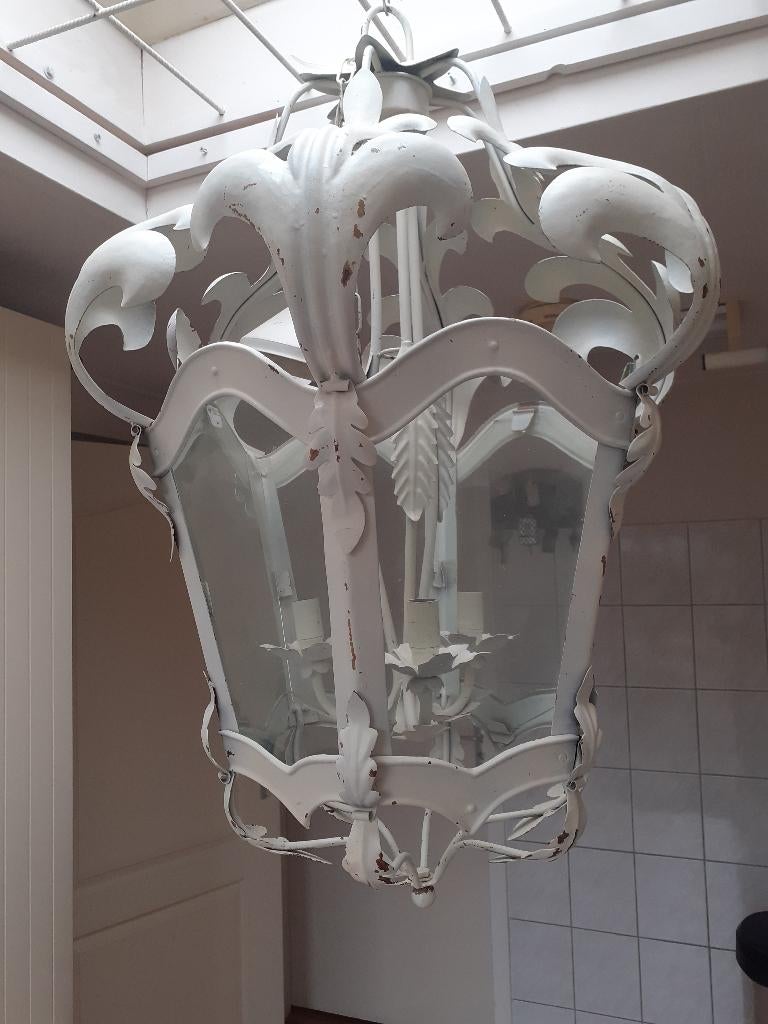 Brocante hanglamp, Ophalen, Gebruikt, Glas, 75 cm of meer