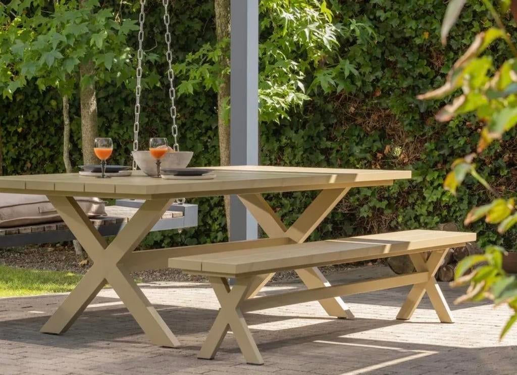 Exotan Delta Picknicktafel Tuin - Aluminium - Groen/Zand, Ophalen of Verzenden, Nieuw, Rechthoekig, Aluminium