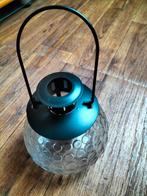 Waxinelichthouder met handvat - glas en metaal, Ophalen, Overige materialen, Gebruikt, Zwart