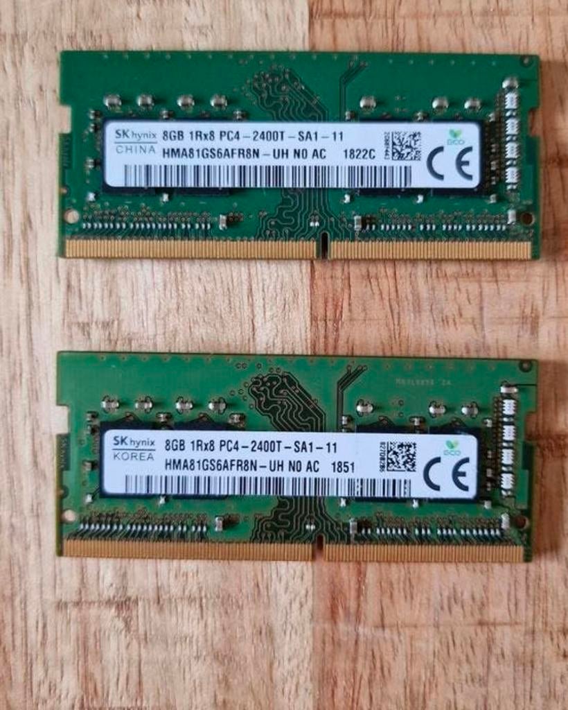 2x 8GB DDR4 RAM geheugen, Computers en Software, RAM geheugen, Verzenden, DDR4, Zo goed als nieuw, Laptop