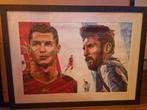 Schilderij met lijst van Cristiano Ronaldo en Lionel Messi, Huis en Inrichting, Ophalen of Verzenden, 50 tot 75 cm, Schilderij