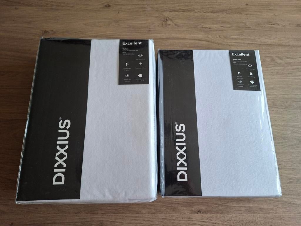 Dixxius set molton + hoeslaken voor een splittopper 160x200, Ophalen of Verzenden, Wit, Hoeslaken of Sloop, Nieuw
