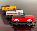 Drie Fleischmann ketelwagons (Shell en Esso), Hobby en Vrije tijd, Modeltreinen | H0, Gebruikt, Gelijkstroom, -, Fleischmann