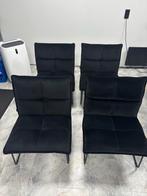4x Bronx71 velvet lounge stoelen | Zwart | Dik gewatteerd, Gebruikt, Zwart, Ophalen of Verzenden, Vier