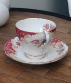 Vintage Paragon Koffiekopje en Schotel - Rood Bloemmotief, Ophalen