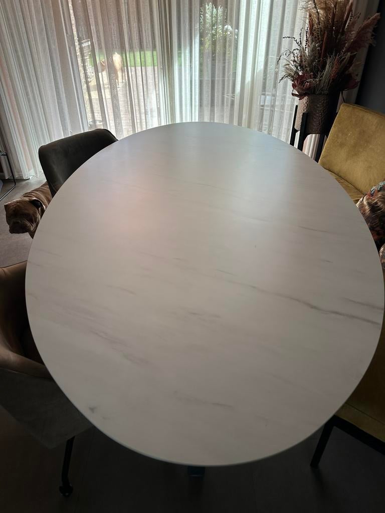 Marmerlook eettafel, Huis en Inrichting, Tafels | Eettafels, Ophalen, 200 cm of meer, 50 tot 100 cm, Zo goed als nieuw