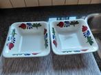 Boerenbont vierkanten schalenset, 2 stuks, beide 17 x 17 cm, Huis en Inrichting, Keuken | Servies, Ophalen of Verzenden, Aardewerk