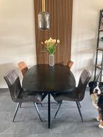 Eettafel zwart deens ovaal 180x100 industrieel, Ophalen, Gebruikt, 100 tot 150 cm, 200 cm of meer