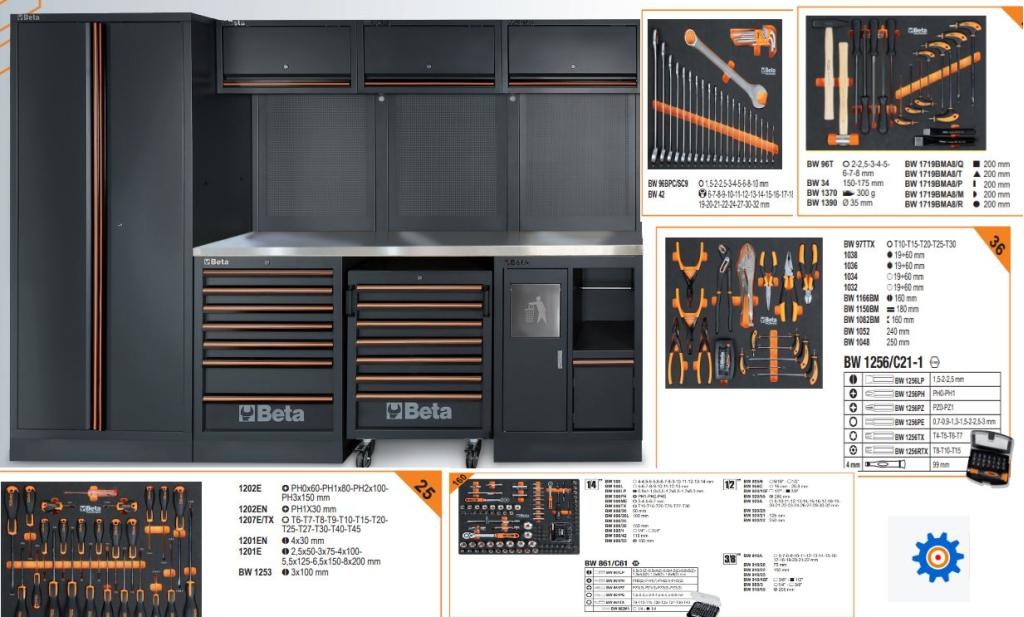 Beta Gereedschapswand met 268 delen gereedschap, Niet ingevuld, Niet ingevuld, Niet ingevuld