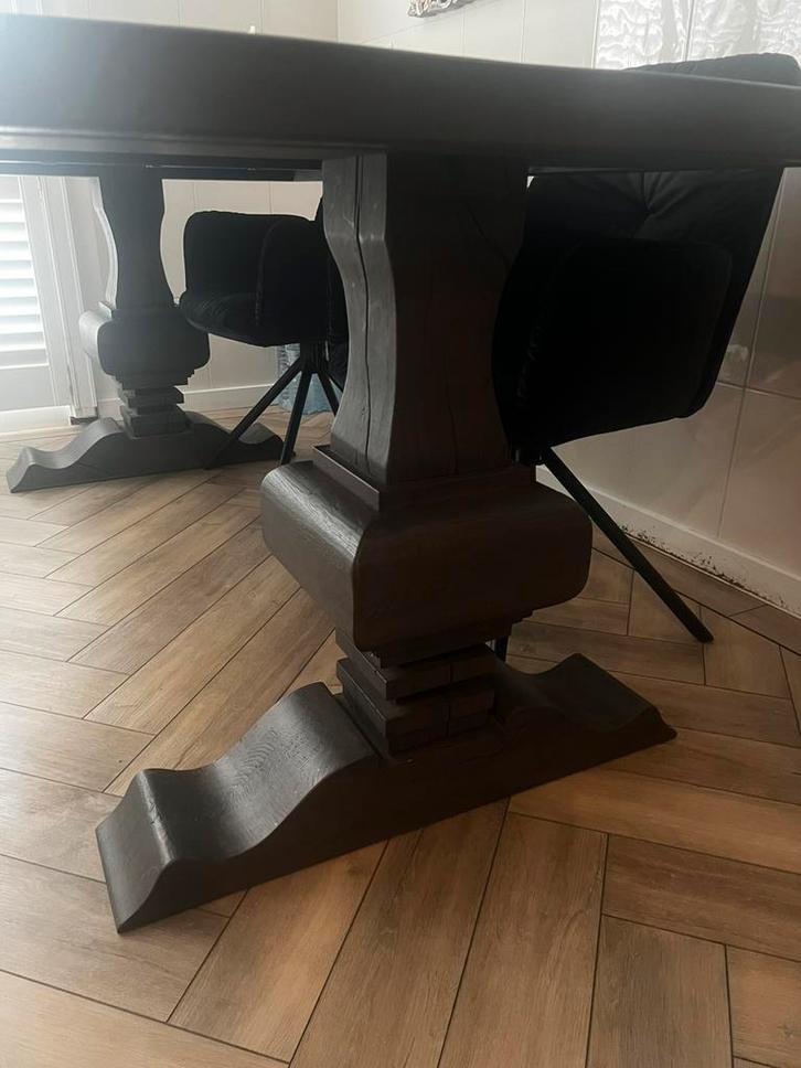 Kloostertafel eettafel zwart antraciet massief van De Bommel, Huis en Inrichting, Keuken | Bestek, Zo goed als nieuw, Hout, Ophalen of Verzenden