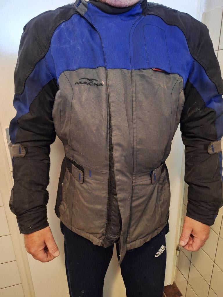 Macna motorjas - Maat M - Blauw/Grijs/Zwart, Motoren, Kleding | Motorkleding, Jas | textiel, Heren, Ophalen of Verzenden, Tweedehands