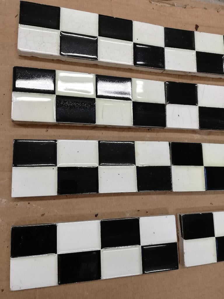 Antieke geblokte randtegels 15.2x5.2 en 15.2x2.1cm, Ophalen of Verzenden