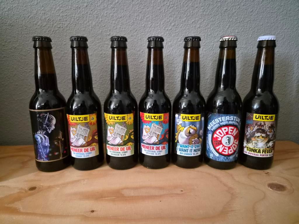 Verschillende Bieren waaronder Barrel Aged Jopen en Uiltje, Verzamelen, Biermerken, Ophalen of Verzenden, Gebruikt, Flesje(s)