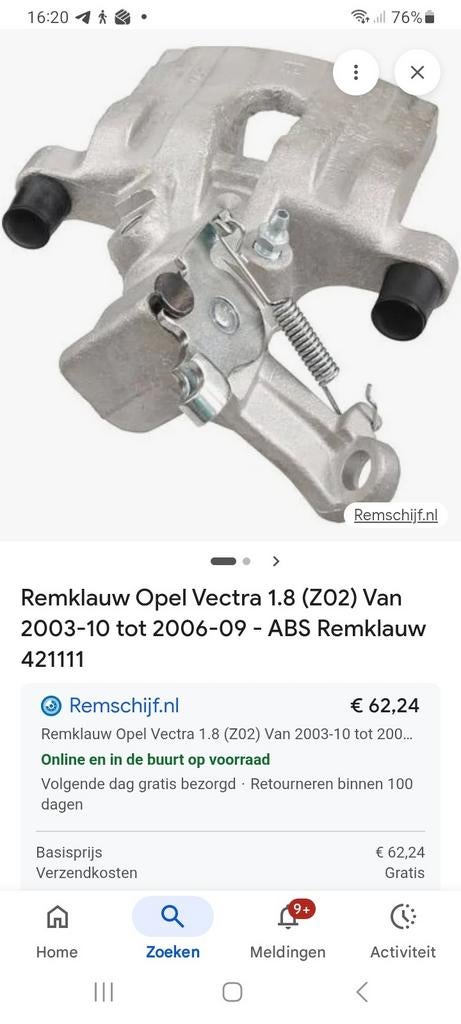 Remklauw Opel Vectra C 1.8 sedan 2004 links achter, Ophalen of Verzenden