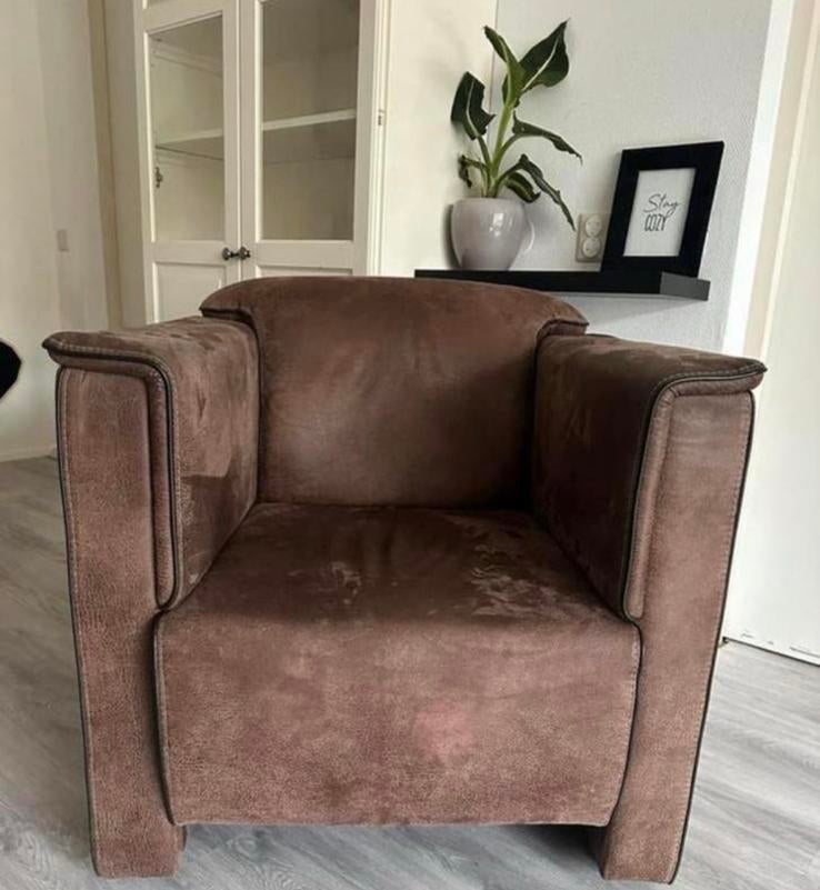 Bruine fauteuil, Ophalen, Zo goed als nieuw, 75 tot 100 cm, 50 tot 75 cm