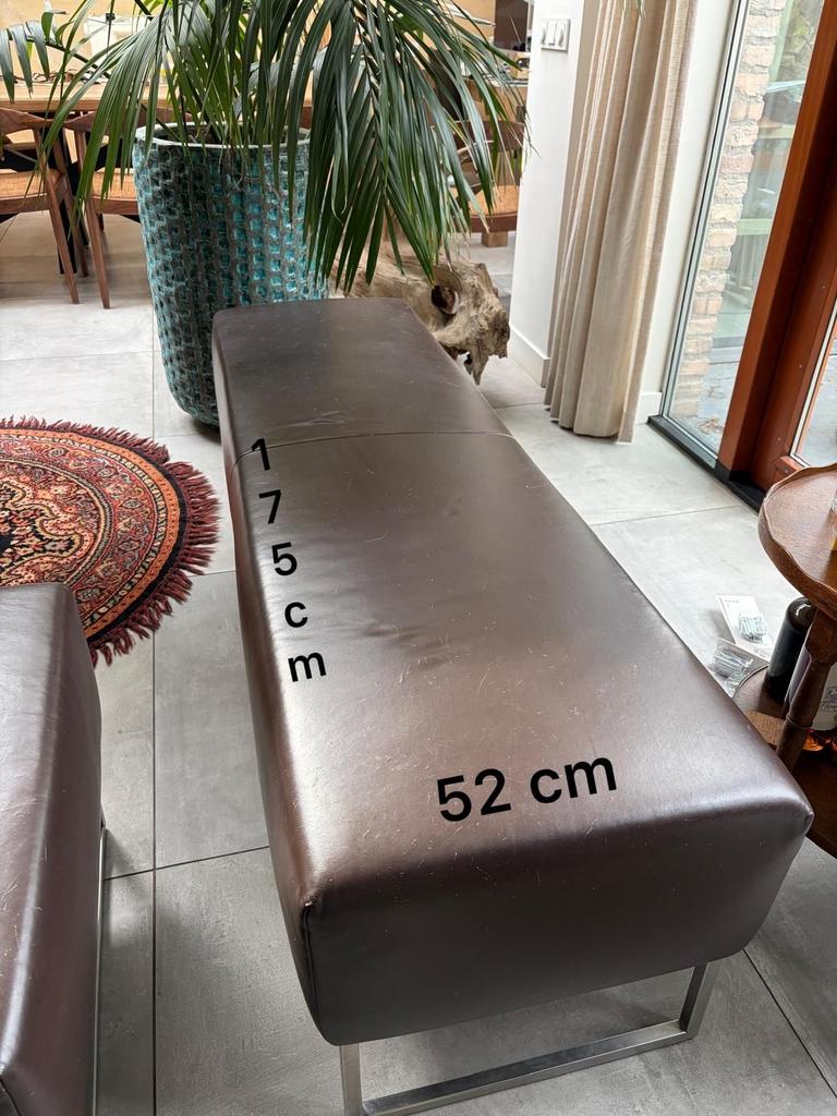 Leren Eetkamer hoekbank met bijbehorende bank, Ophalen, Gebruikt, Hoekbank, Modern