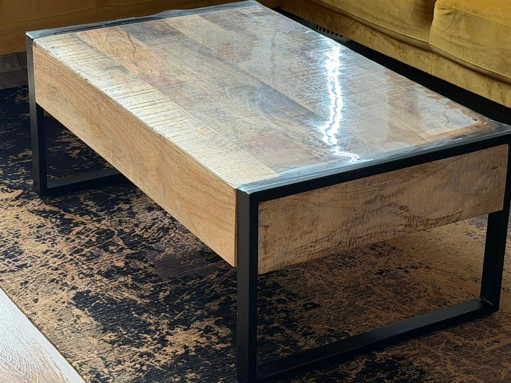 Industiele salontafel 100x60x40, Huis en Inrichting, Tafels | Salontafels, 100 tot 150 cm, 50 tot 100 cm, Zo goed als nieuw, Minder dan 50 cm