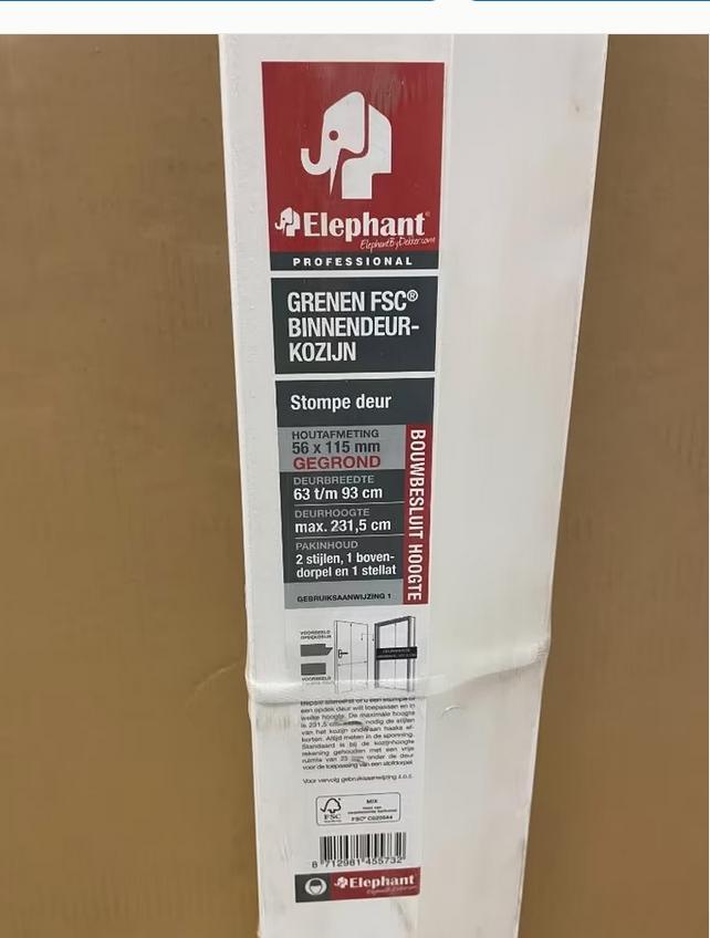 Binnendeur kozijn grenen Stompe deur, € 65,-, Doe-het-zelf en Verbouw, Kozijnen en Schuifpuien, Nieuw, Deurkozijn, Hout, 150 tot 225 cm