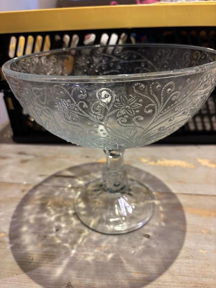 Persglazen fruitschaal Zabkowice jaren 60, Antiek en Kunst, Antiek | Glas en Kristal, Ophalen of Verzenden