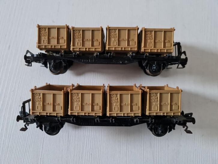 2 Fleischmann H0 open containerwagons 1473E, Hobby en Vrije tijd, Modeltreinen | H0, Gebruikt, Wagon, Gelijkstroom, Fleischmann