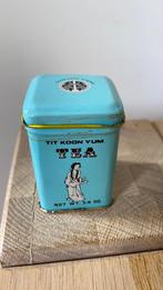 Tit Koon yum klein blauw thee blik Double Happiness, Ophalen of Verzenden, Gebruikt, Thee