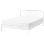 Wit metalen bed 160x200 IKEA, Ophalen, Wit, Tweepersoons, Zo goed als nieuw
