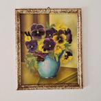 vintage schilderij viooltjes op vaas prent druk prentje, Antiek en Kunst, Curiosa en Brocante, Ophalen of Verzenden