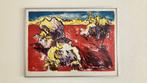 Litho van Jan Sierhuis Rood landschap uit 1971 incl. lijst, Antiek en Kunst, Kunst | Litho's en Zeefdrukken, Ophalen
