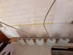 Hanglamp RVS met 5 glazen kapjes, Ophalen, Zo goed als nieuw, 75 cm of meer