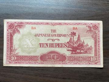 10 Rupees Burma (Jap. Bezetting) 1942-44 p-16 #2 beschikbaar voor biedingen