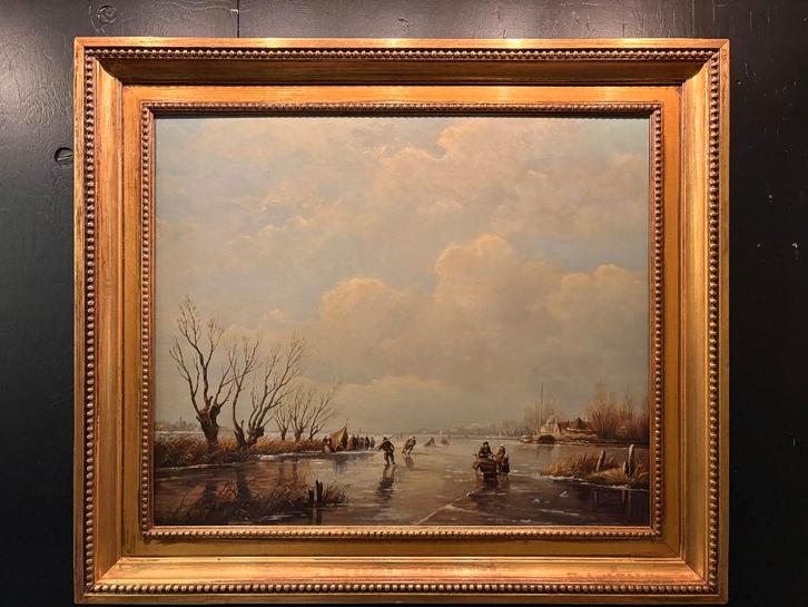 Frits Pieters(1915-2002) Hollands IJspret Andreas Schelfhout, Antiek en Kunst, Kunst | Schilderijen | Klassiek, Ophalen of Verzenden