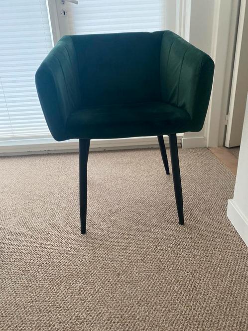 4 Velvet groene eetkamer stoelen, Huis en Inrichting, Stoelen, Zo goed als nieuw, Vijf, Zes of meer stoelen, Metaal, Overige materialen